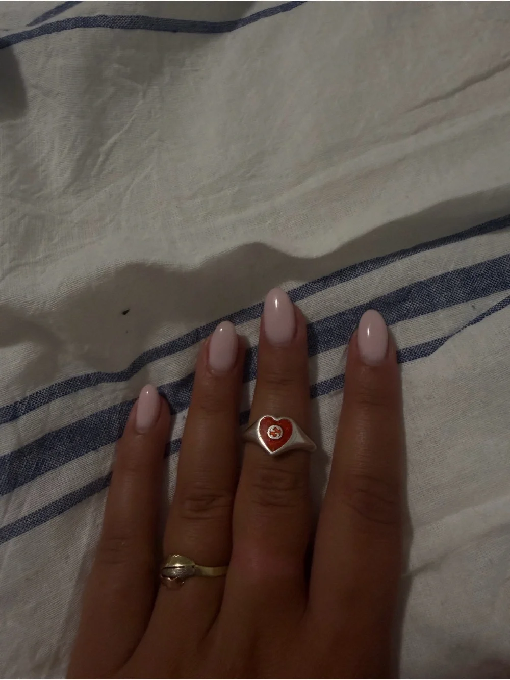 Silver Gucci Ring with Red Enamel Size 15